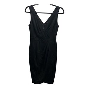🦋Trina Turk Little black midi dress wrap deep V-Neck front and back pleat…